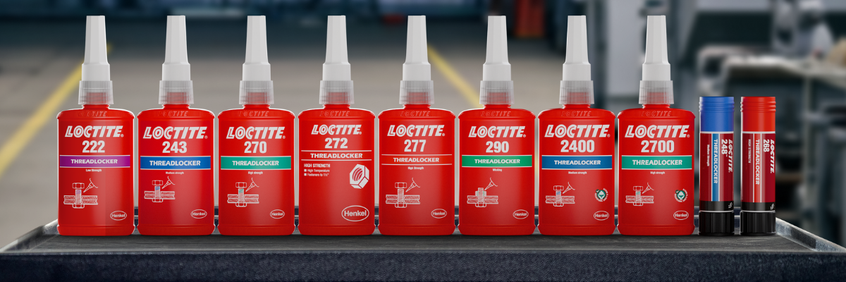 Gamme de freinfilets LOCTITE 222, 243, 270, 272, 277, 290, 2400 et 2700 en flacons et en stick