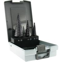 Coffret de 3 foret étagé HSS revêtu TiAIN goujures hélicoidales